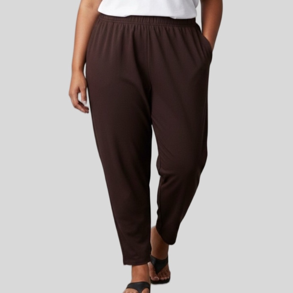 NWT FASHION BUG Dark Brown Elasticized Waist Pants size 26/28 SHORT